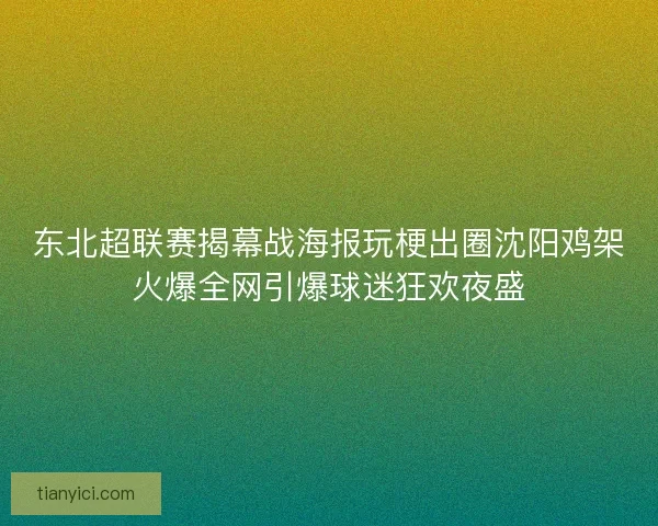 东北超联赛揭幕战海报玩梗出圈沈阳鸡架火爆全网引爆球迷狂欢夜盛