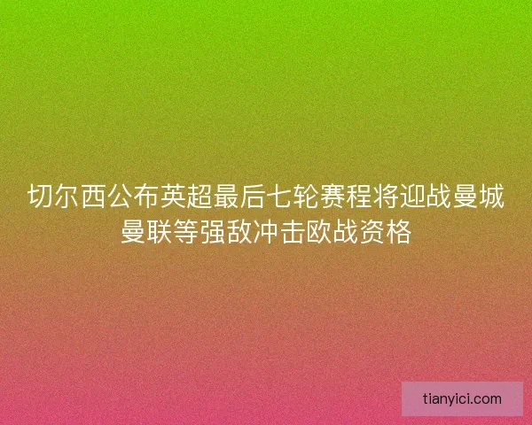 切尔西公布英超最后七轮赛程将迎战曼城曼联等强敌冲击欧战资格 切尔西公布英超最后七轮赛程将迎战曼城曼联等强敌冲击欧战资格