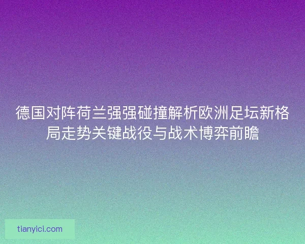 德国对阵荷兰强强碰撞解析欧洲足坛新格局走势关键战役与战术博弈前瞻