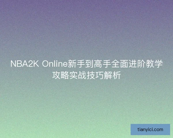 NBA2K Online新手到高手全面进阶教学攻略实战技巧解析