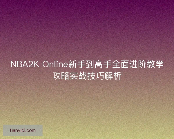 NBA2K Online新手到高手全面进阶教学攻略实战技巧解析