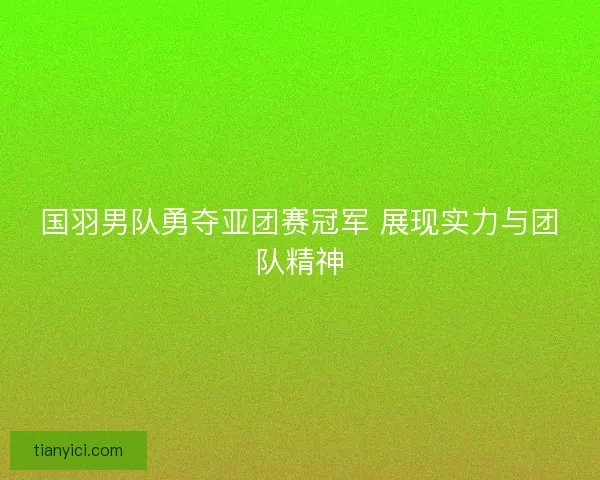 国羽男队勇夺亚团赛冠军 展现实力与团队精神
